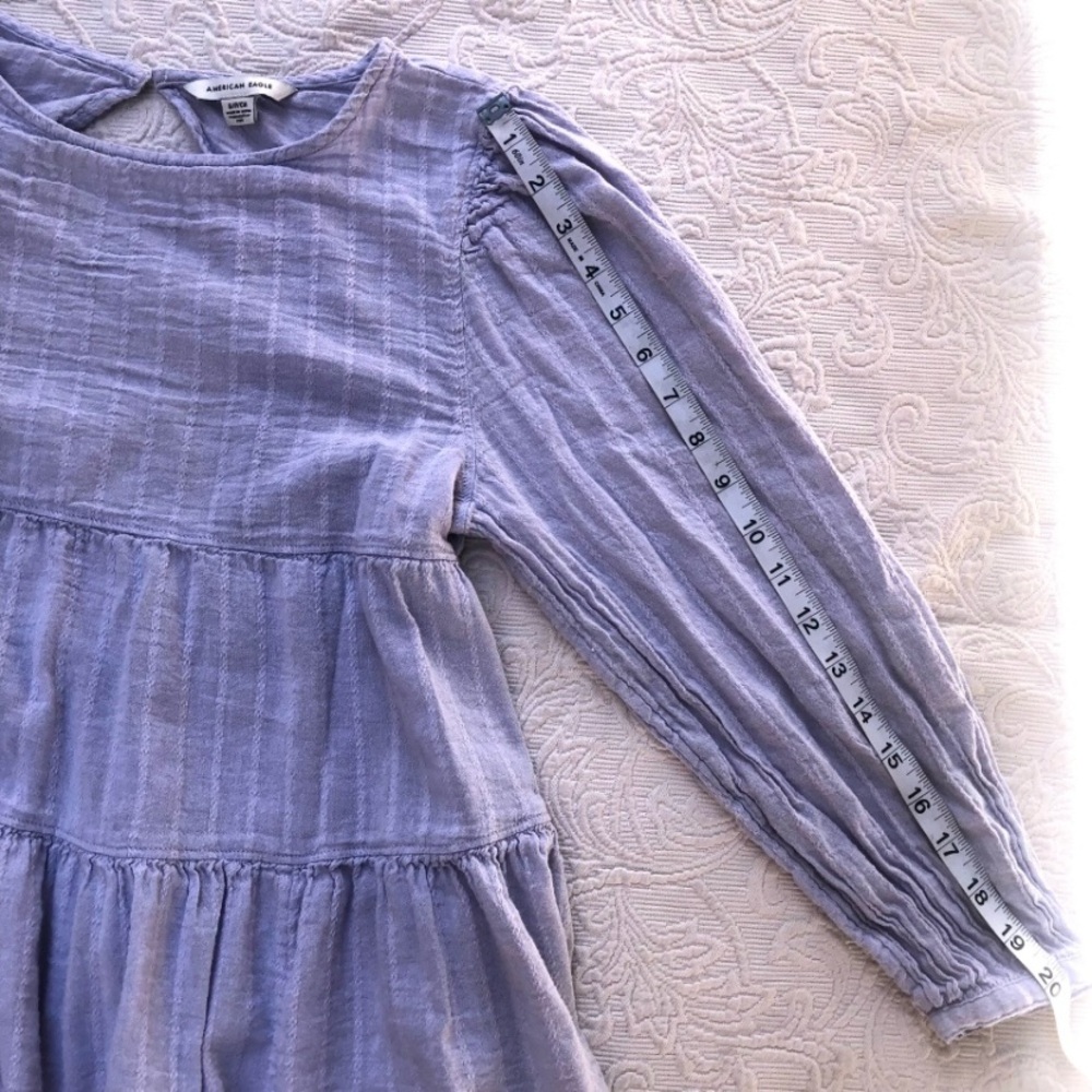 American Eagle Lavender Oversized Peasant Tiered Open Back Long Sleeve Blouse - Picture 8 of 8